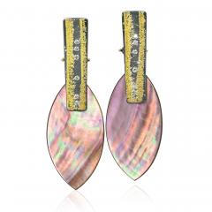  Atelier Zobel Mother of Pearl White Diamond Gold Oxidized Silver Earrings Atelier Zobel 2025 - 4711187