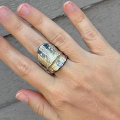  Atelier Zobel White Diamond Pure Gold Oxidized Silver Shield Ring Atelier Zobel 2025 - 4711183