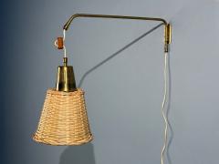  Atelje Lyktan Atelj Lyktan Articulating Wall Light Brass Cane Teak Sweden 1970s - 4555189