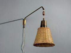  Atelje Lyktan Atelj Lyktan Articulating Wall Light Brass Cane Teak Sweden 1970s - 4555192