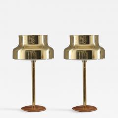  Atelje Lyktan Pair of Bumling Table Lamps in Brass and Leather by Atelj Lyktan - 1144639