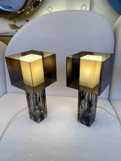  Atelje Lyktan Pair of Lucite Cube Lamps by Atelj Lyktan Sweden 1990s - 2282420