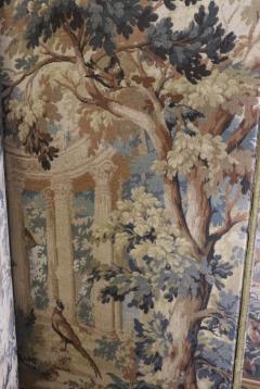  Aubusson FRENCH AUBUSSON STYLE FOUR PANEL ROOM SCREEN OF LUSH LANDSCAPE BIRDS COLUMNS - 4466094
