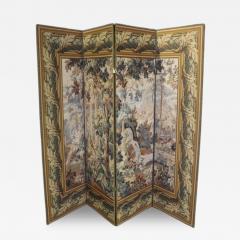  Aubusson FRENCH AUBUSSON STYLE FOUR PANEL ROOM SCREEN OF LUSH LANDSCAPE BIRDS COLUMNS - 4467685