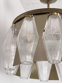  Aureliano Toso Pair of Metal Brass Murano Glass Pendant Lights by Aureliano Toso Italy 1960s - 2524313