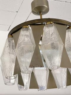  Aureliano Toso Pair of Metal Brass Murano Glass Pendant Lights by Aureliano Toso Italy 1960s - 2524314