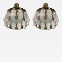  Aureliano Toso Pair of Metal Brass Murano Glass Pendant Lights by Aureliano Toso Italy 1960s - 2525013