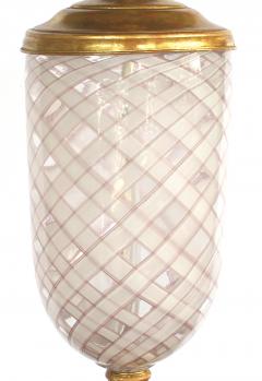  Aureliano Toso Pair of Murano Pink and White Lattacino Lamps by Dino Martens for Aureliano Toso - 1359834