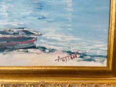  Austin Landscape Beach Town Oil on Canvas Painting Signed by Artist Austin - 2873569