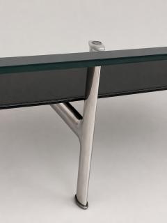 B B Italia Antonio Citterio for B B Italia Leather Aluminum Glass Coffee Table - 4734716