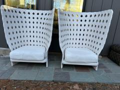  B B Italia Fabulous Pair B B Italia Canasta High Wing Back Woven Outdoor Chair - 4561202