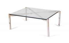  B B Italia Italian Modernist X Frame Steel and Glass Coffee Table manner of B B Italia  - 4272901
