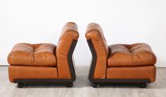  B B Italia Pair of Amanta Leather Lounge Chairs by Mario Bellini for B B Italia - 2919634