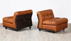  B B Italia Pair of Amanta Leather Lounge Chairs by Mario Bellini for B B Italia - 2919635