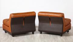  B B Italia Pair of Amanta Leather Lounge Chairs by Mario Bellini for B B Italia - 2919636