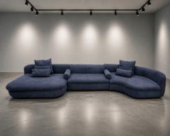  B B Italia Three Piece Piaf Sectional Sofa Made in Italy by Baxter Dark Blue Leather - 4727344