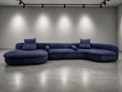  B B Italia Three Piece Piaf Sectional Sofa Made in Italy by Baxter Dark Blue Leather - 4727345