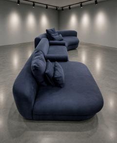  B B Italia Three Piece Piaf Sectional Sofa Made in Italy by Baxter Dark Blue Leather - 4727346