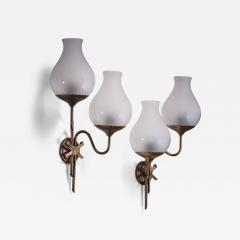 B hlmarks AB Bohlmarks B hlmarks pair of brass and glass wall lamps - 3600766