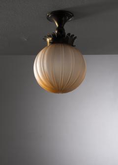  B hlmarks AB Bohlmarks Bohlmarks amber glass and brass Art Deco ceiling lamp - 2929589