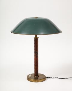  B hlmarks AB Bohlmarks Leather Brass and Lacquer Swedish Grace Table Lamp Bohlmarks Sweden - 3228527