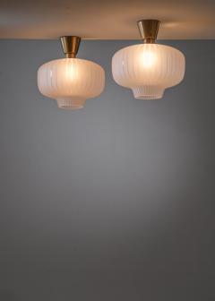  B hlmarks AB Bohlmarks Pair of frosted glass and brass ceiling lamps - 3168522