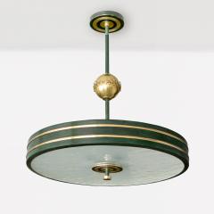  B hlmarks AB Bohlmarks SWEDISH ART DECO PATINATED BRASS CHANDELIER WITH TARGET MOTIF BY BOHLMARKS  - 3978485