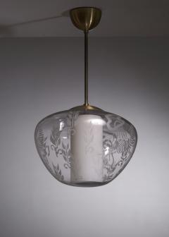  B hlmarks AB Bohlmarks Scandinavian Modern etched glass pendant - 3709989