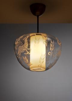  B hlmarks AB Bohlmarks Scandinavian Modern etched glass pendant lamp - 2719277