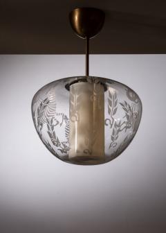  B hlmarks AB Bohlmarks Scandinavian Modern etched glass pendant lamp - 2719278