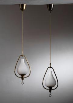  B hlmarks AB Bohlmarks Scandinavian Modern pair of brass and glass pendants - 4522303