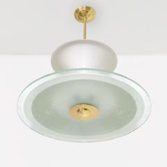  B hlmarks AB Bohlmarks Swedish Modern pendant with 2 shades lacquered in white acid etched glass 1940  - 2679330