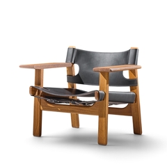  B rge Mogensen Borge Mogensen B rge Mogensen for Fredericia Mid Century Oak and Leather Spanish Chairs Pair - 4719696