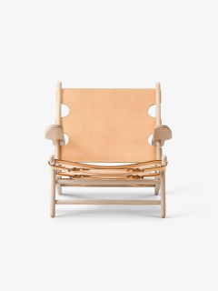  B rge Mogensen Borge Mogensen BORGE MOGENSEN HUNTING CHAIR IN NATURAL LEATHER AND OAK - 3595009