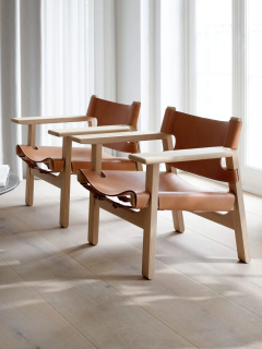  B rge Mogensen Borge Mogensen BORGE MOGENSEN SPANISH CHAIR IN NATURAL LEATHER AND OAK - 3595035