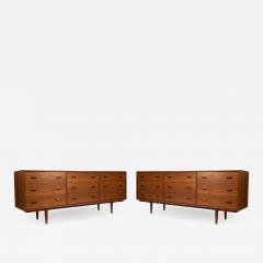  B rge Mogensen Borge Mogensen Danish Modern 9 Drawer Dressers in Teak with Oak Interiors 1960s Pair - 2486015