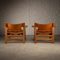  B rge Mogensen Borge Mogensen Pair of BM2226 Spanish Chairs B rge Mogensen Denmark 1960s - 3842542