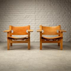  B rge Mogensen Borge Mogensen Pair of BM2226 Spanish Chairs B rge Mogensen Denmark 1960s - 3927413