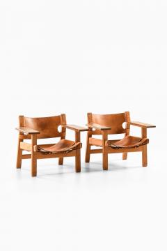  B rge Mogensen Borge Mogensen Pair of Spanish Chairs in Leather Oak by B rge Mogensen 1950s - 4612427