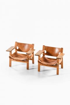  B rge Mogensen Borge Mogensen Pair of Spanish Chairs in Leather Oak by B rge Mogensen 1950s - 4612433