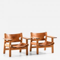  B rge Mogensen Borge Mogensen Pair of Spanish Chairs in Leather Oak by B rge Mogensen 1950s - 4614344