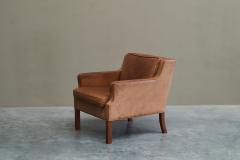  B rge Mogensen Borge Mogensen Scandinavian Lounge Chair in Patinated Cognac Leather 1970s - 4582356