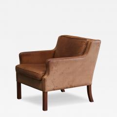  B rge Mogensen Borge Mogensen Scandinavian Lounge Chair in Patinated Cognac Leather 1970s - 4582891