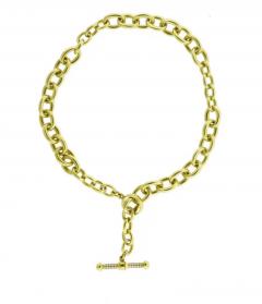  BARRY KEISELSTEIN BARRY KEISELSTEIN CORD GOLD OVAL CHAIN NECKLACE WITH A DIAMOND TOGGLE - 3550344