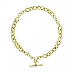  BARRY KEISELSTEIN BARRY KEISELSTEIN CORD GOLD OVAL CHAIN NECKLACE WITH A DIAMOND TOGGLE - 3553075