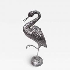  BH Joseph Co Dutch Silver Bird Spice Box of Egret Standing on One Leg - 3781519