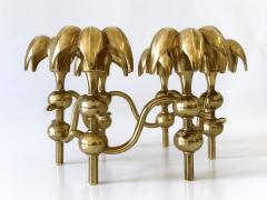 BMF Nagel Rare Mid Century Gilt Brass Candle Holder Palm Leaves by BMF Nagel Germany - 4367003