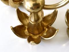 BMF Nagel Rare Mid Century Gilt Brass Candle Holder Palm Leaves by BMF Nagel Germany - 4367010