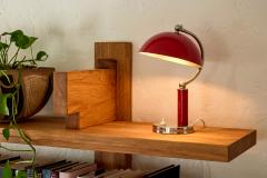  BOR NS BOR S 1940s Bor ns Bor s Table Lamp in Red Lacquered Metal Nickel - 3668810