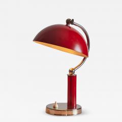 BOR NS BOR S 1940s Bor ns Bor s Table Lamp in Red Lacquered Metal Nickel - 3671306